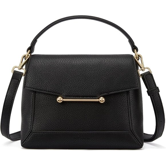 Small Vegan Leather Crossbody Bag for Women with Flap and Top Handle Design - Picture 1 of 7